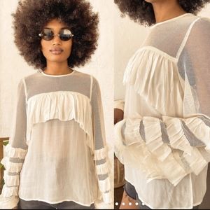 Lulu's Ivory Sheer Balloon Sleeve Top Size XS